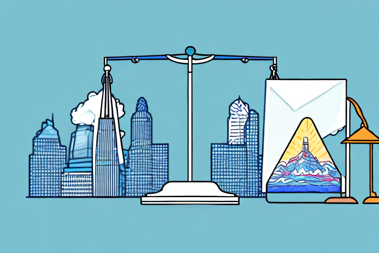 A balanced scale with a band-aid on one side and the tacoma city skyline on the other