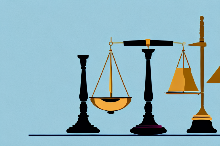 A balanced scale with a gavel on one side and a medical kit on the other