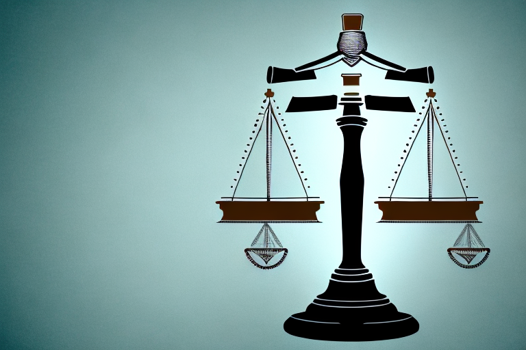 A symbolic balance scale with a gavel on one side and a medical symbol (like a caduceus) on the other