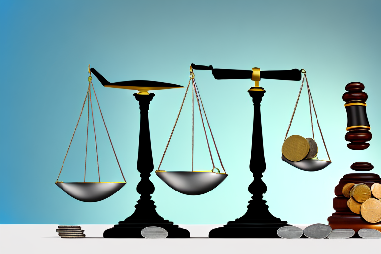 A balanced scale with a bandage and gavel on one side