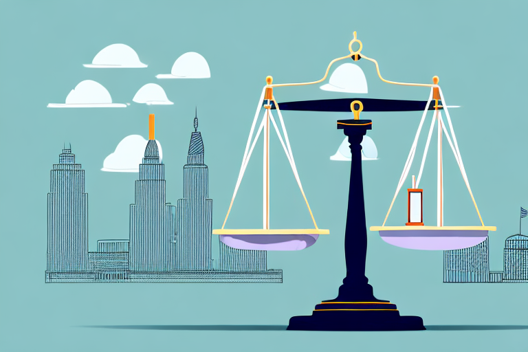 A balance scale with a bandage and a gavel on either side