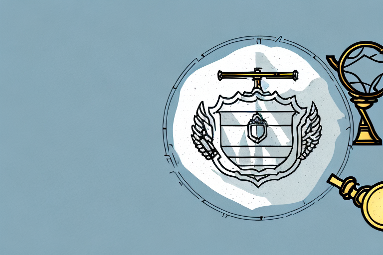 A symbolic shield and a gavel