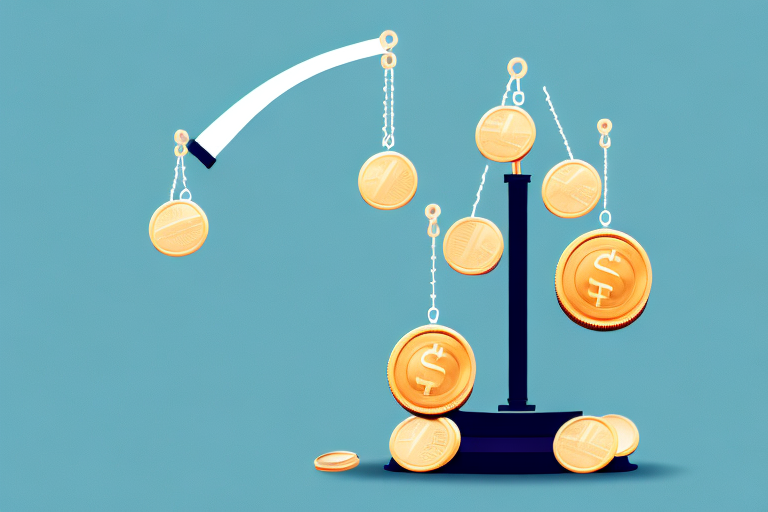 A balanced scale with a car on one side and a bag of coins on the other
