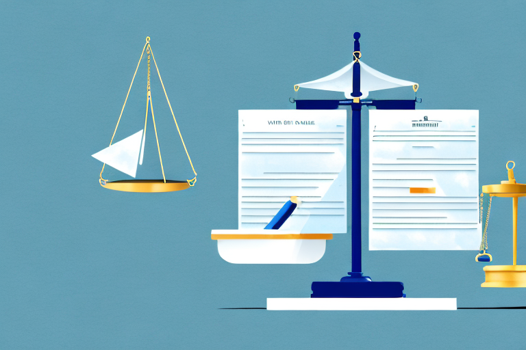 A balance scale with a house on one side and legal documents on the other
