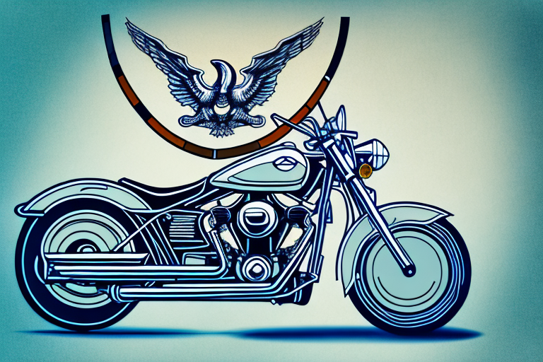 A motorcycle parked by a michigan landmark