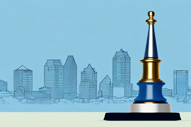 A symbolic scale balancing a house and a gavel