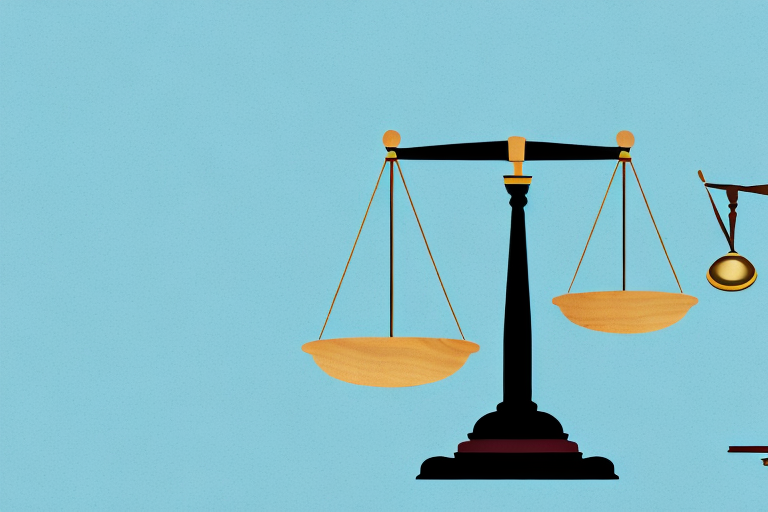 A symbolic balance scale with a house on one side and a gavel on the other