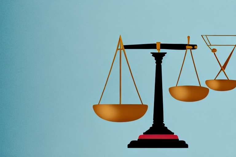 A balanced scale with a house on one side and a gavel on the other