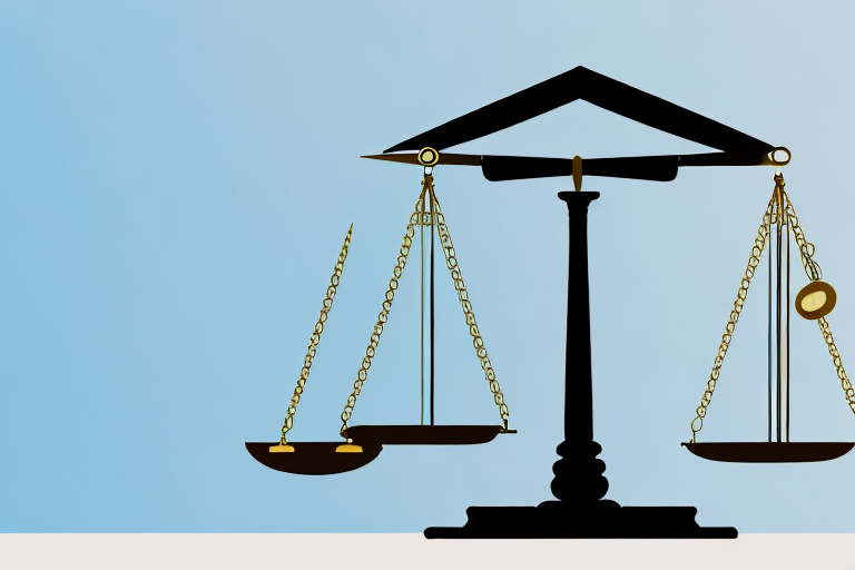 A balanced scale with a house on one side and a gavel on the other