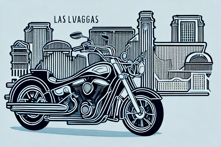 A motorcycle near a courthouse symbol