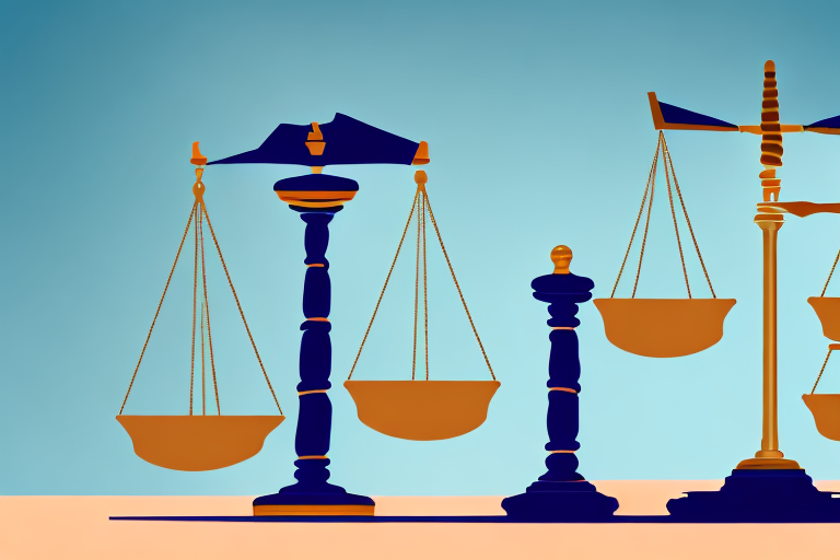A set of scales balancing a house and a gavel