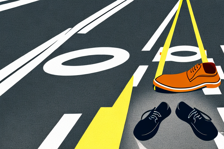 A pair of empty shoes on a crosswalk