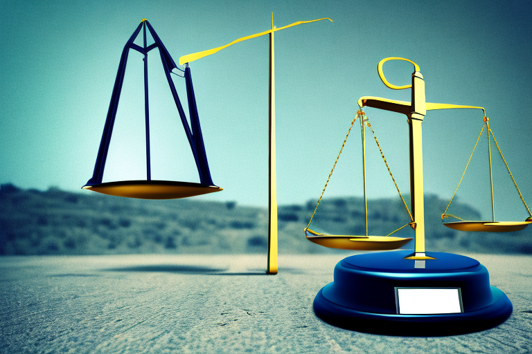 A damaged truck on a san diego highway with a symbolic balance scale in the background