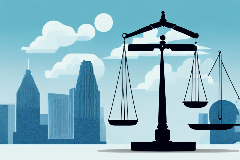 A symbolic balance scale where one side holds a briefcase (representing a lawyer) and the other side holds a stack of tax forms
