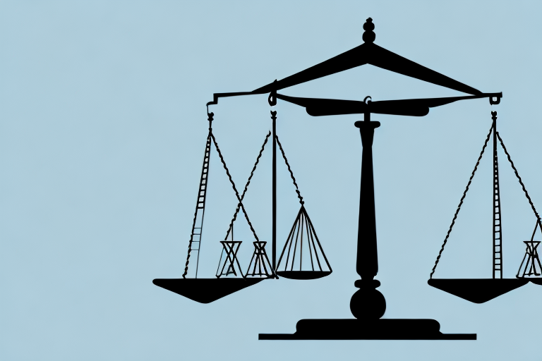 A balance scale balancing a house and a courthouse
