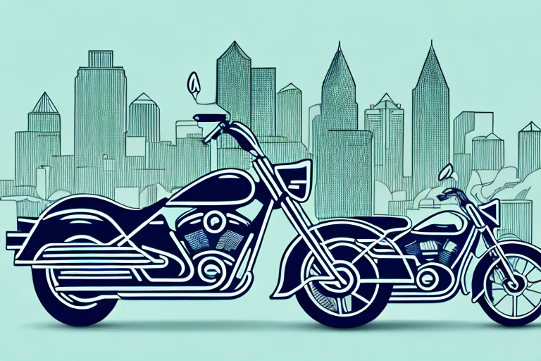 A motorcycle next to a set of scales