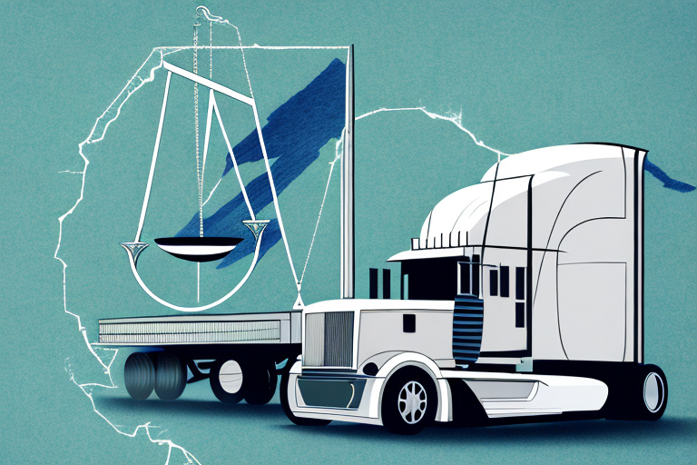 A semi-truck with visible damage on a highway