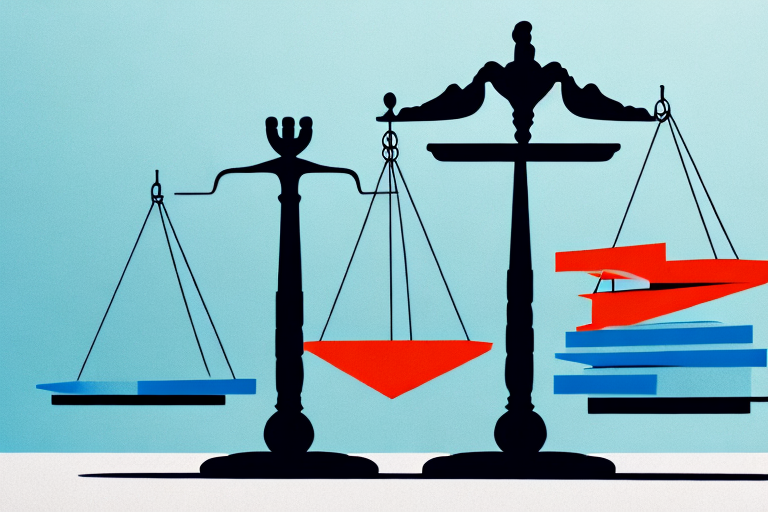 A symbolic balance scale where one side holds a stack of tax forms and the other side holds an illinois state outline