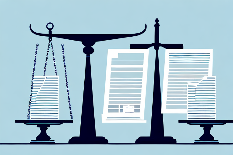 A balanced scale with a stack of tax documents on one side and a courthouse representing boca raton on the other side