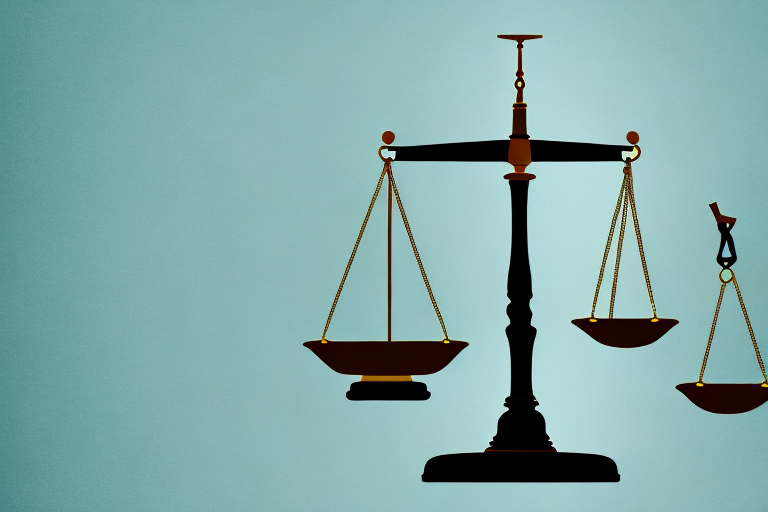 A balance scale where on one side there's a car crash symbol and on the other side there's a gavel