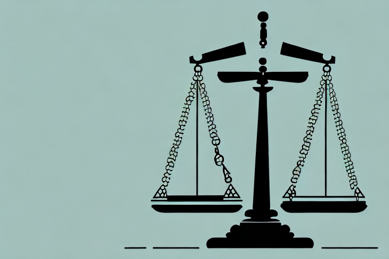 A symbolic balance scale where one side holds a key (representing a trust) and the other side holds a courthouse (representing law)