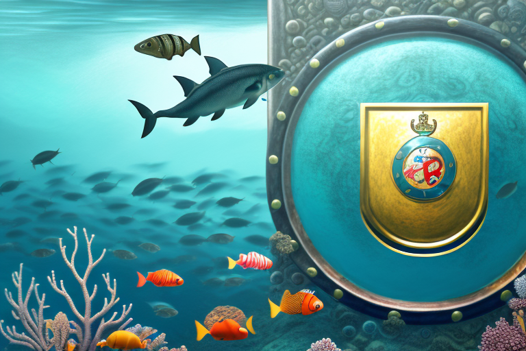 A sturdy safe submerged in the ocean