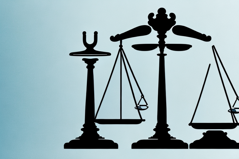 A balanced scale with a trust document on one side and a gavel on the other