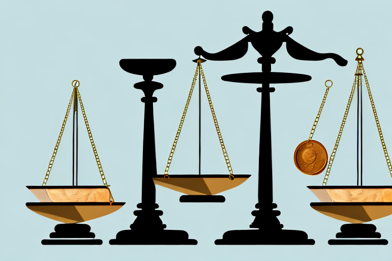 A balanced scale with a trust document on one side and a stack of coins on the other