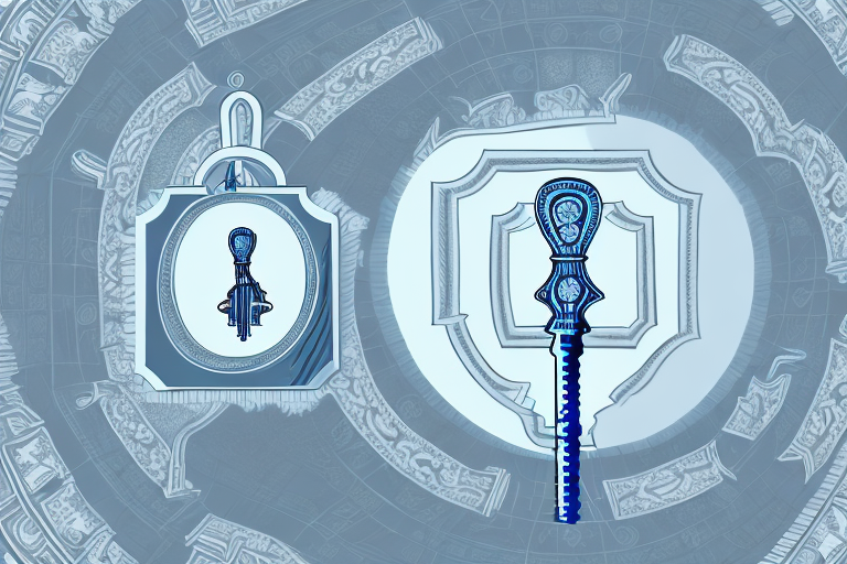 A stately mansion with a key above it