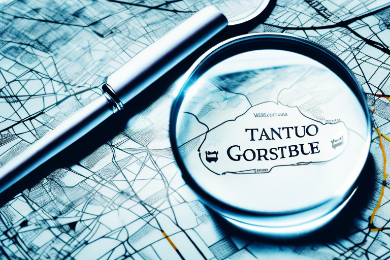 A magnifying glass hovering over a map