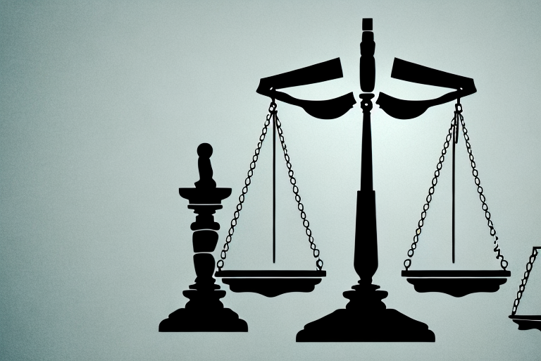 A symbolic balance scale with a family trust document on one side and a gavel on the other
