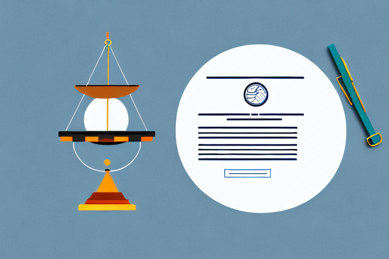 A balanced scale with a legal document on one side and a symbolic house on the other