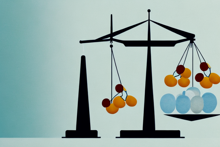A balanced scale with a living trust document on one side and a symbolic representation of bakersfield