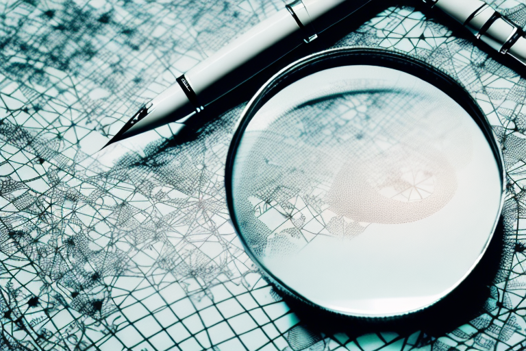 A magnifying glass hovering over a map