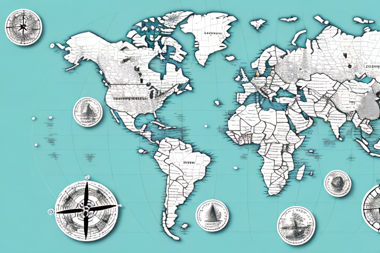 A map pinpointing several locations