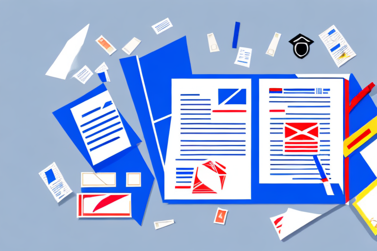A usps office with a notary public seal and some legal documents on the counter