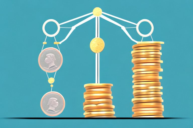 A balanced scale with a car on one side and a stack of coins on the other