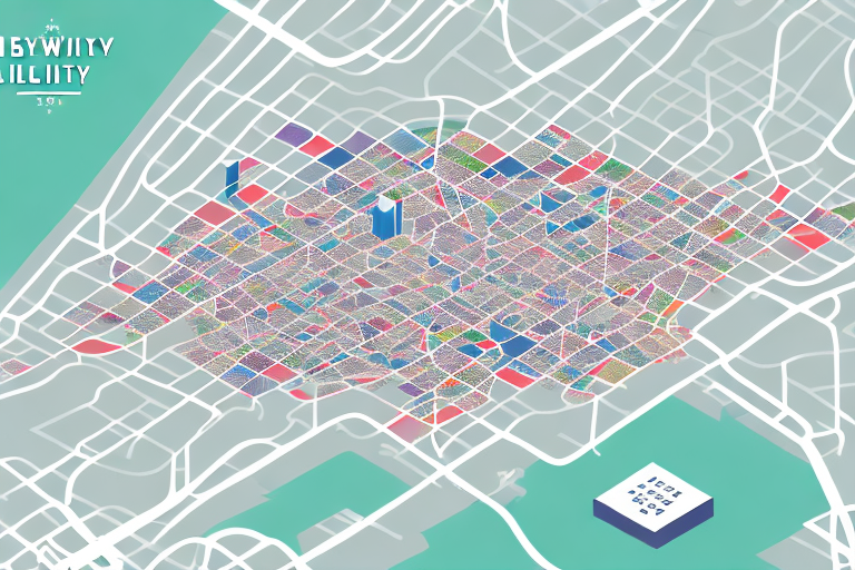 A detailed map of jersey city with symbolic icons representing notary locations scattered across the city