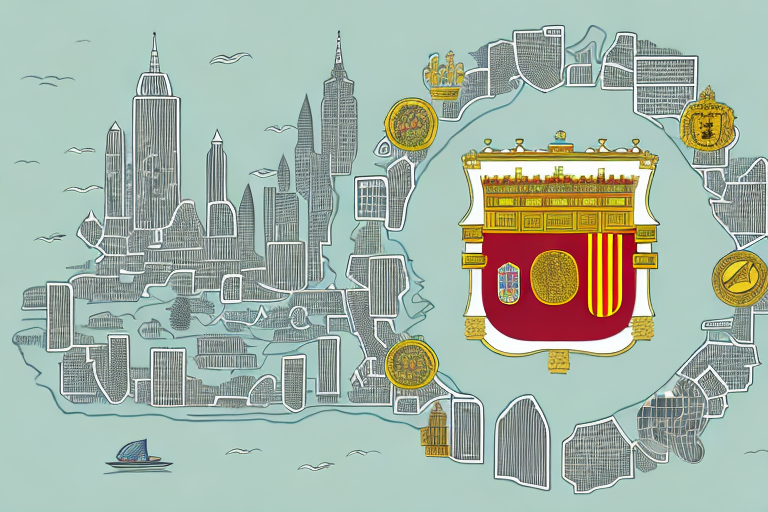 A map pin on a stylized map of a city