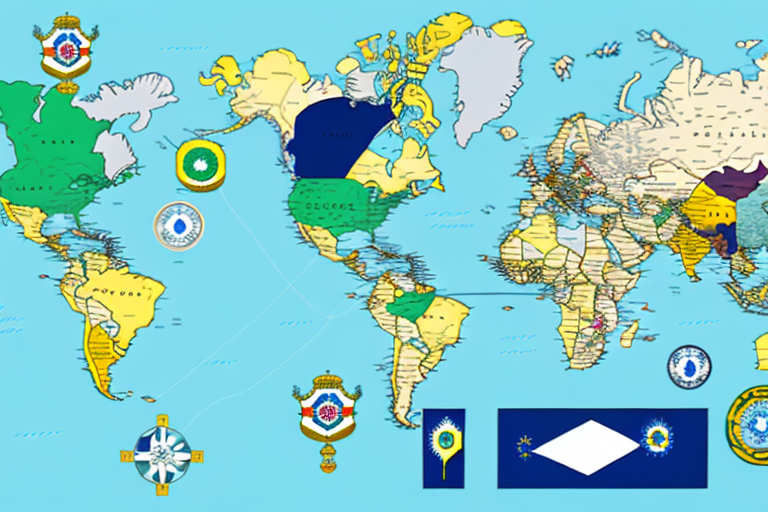 A map pinpointing a notary public office with subtle brazilian elements like the country's flag colors or a famous landmark
