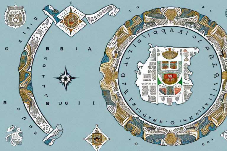 A map of bulgaria dotted with symbols of notary seals