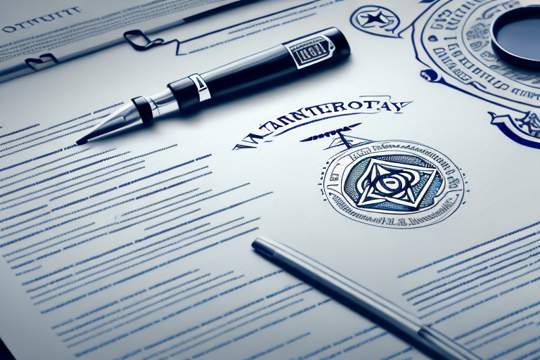A notary seal and a document