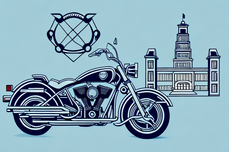 A motorcycle near a gavel