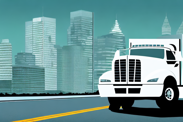 A truck on a road with the columbia