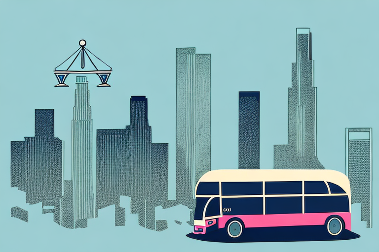 A bus on a los angeles cityscape background