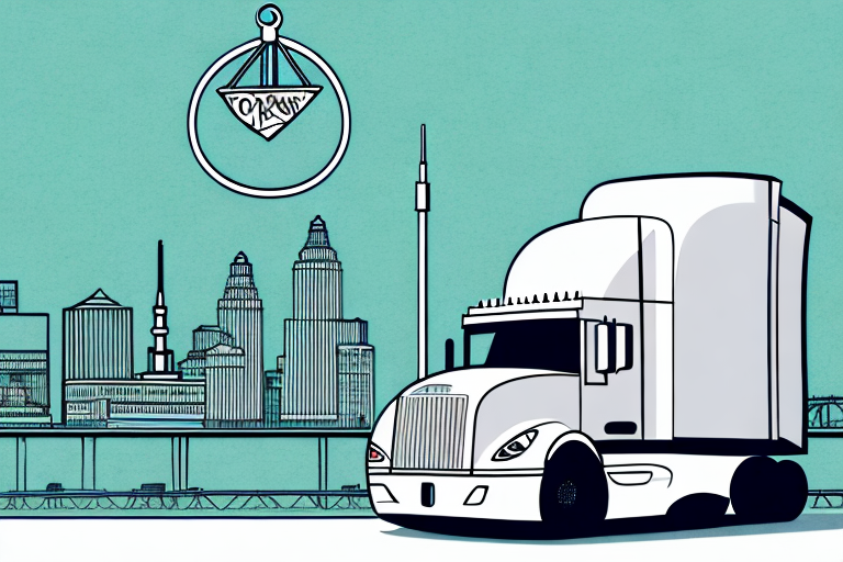 A semi-truck on a charleston cityscape background