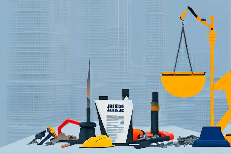 A construction site in chicago with various tools and safety gear scattered around