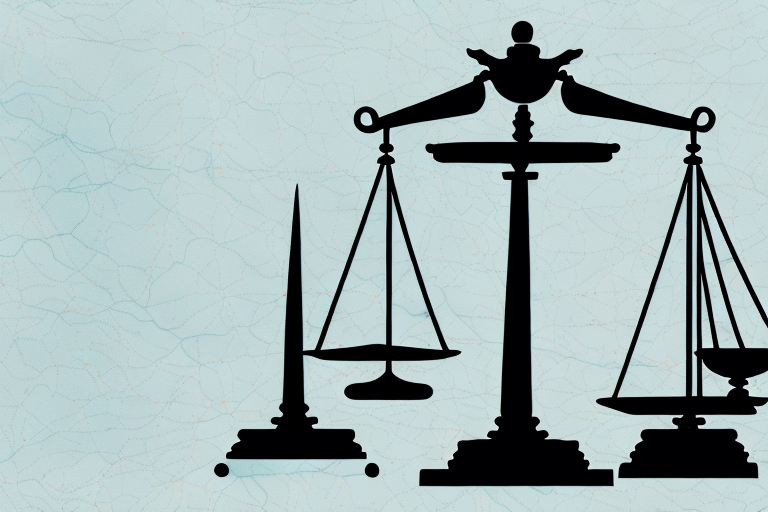 A balanced scale atop a map of columbia