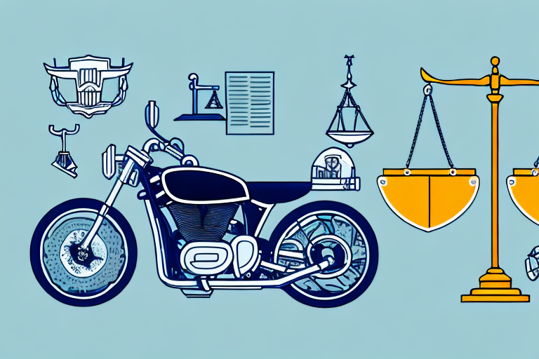 A motorcycle lying on its side next to a gavel