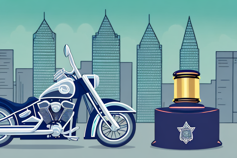 A motorcycle leaning against a gavel